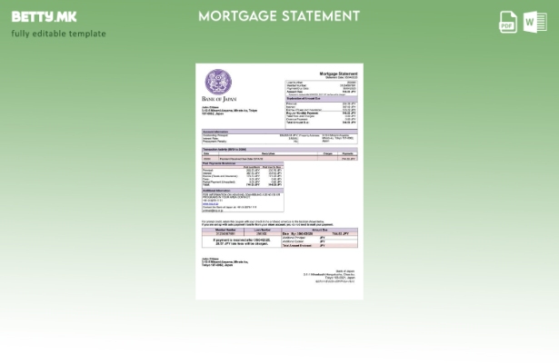 модерен стил Извештај за хипотека на Јапонската банка на Јапонија Шаблон за Word